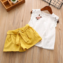 Load image into Gallery viewer, Girl Floral Sleeveless T-shirt+Solid Shorts 2PCS Suit Fashion 3-7T