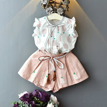 Load image into Gallery viewer, Girl Floral Sleeveless T-shirt+Solid Shorts 2PCS Suit Fashion 3-7T