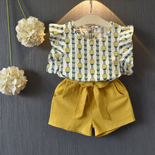 Load image into Gallery viewer, Girl Floral Sleeveless T-shirt+Solid Shorts 2PCS Suit Fashion 3-7T
