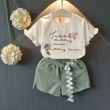 Load image into Gallery viewer, Girl Floral Sleeveless T-shirt+Solid Shorts 2PCS Suit Fashion 3-7T