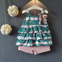 Load image into Gallery viewer, Girl Floral Sleeveless T-shirt+Solid Shorts 2PCS Suit Fashion 3-7T