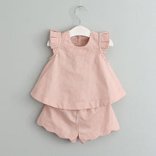 Load image into Gallery viewer, Girl Floral Sleeveless T-shirt+Solid Shorts 2PCS Suit Fashion 3-7T