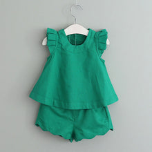 Load image into Gallery viewer, Girl Floral Sleeveless T-shirt+Solid Shorts 2PCS Suit Fashion 3-7T