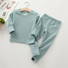 Load image into Gallery viewer, Unisex Kid's Ribbed Fitted Pajamas Top and Pant Set