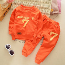 Load image into Gallery viewer, Unisex Cotton Long Sleeve Tracksuit T-Shirt Pants 2 Pcs/Suit