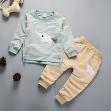 Load image into Gallery viewer, Unisex Cotton Long Sleeve Tracksuit T-Shirt Pants 2 Pcs/Suit