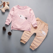 Load image into Gallery viewer, Unisex Cotton Long Sleeve Tracksuit T-Shirt Pants 2 Pcs/Suit