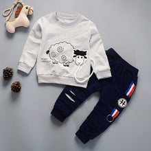 Load image into Gallery viewer, Unisex Cotton Long Sleeve Tracksuit T-Shirt Pants 2 Pcs/Suit