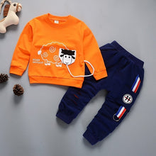 Load image into Gallery viewer, Unisex Cotton Long Sleeve Tracksuit T-Shirt Pants 2 Pcs/Suit