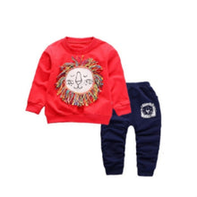 Load image into Gallery viewer, Unisex Cotton Long Sleeve Tracksuit T-Shirt Pants 2 Pcs/Suit