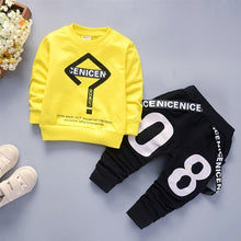 Load image into Gallery viewer, Unisex Cotton Long Sleeve Tracksuit T-Shirt Pants 2 Pcs/Suit