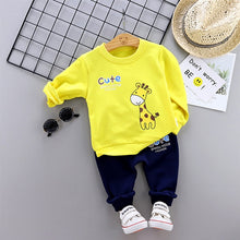 Load image into Gallery viewer, Unisex Cotton Long Sleeve Tracksuit T-Shirt Pants 2 Pcs/Suit