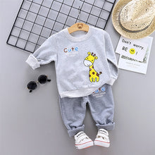 Load image into Gallery viewer, Unisex Cotton Long Sleeve Tracksuit T-Shirt Pants 2 Pcs/Suit