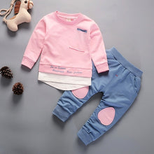 Load image into Gallery viewer, Unisex Cotton Long Sleeve Tracksuit T-Shirt Pants 2 Pcs/Suit