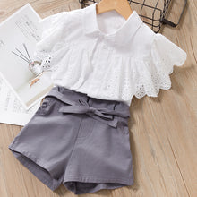 Load image into Gallery viewer, Girls Beautiful Floral Flower Sleeve, O-neck Clothing, Shorts Suit 2Pcs Clothes