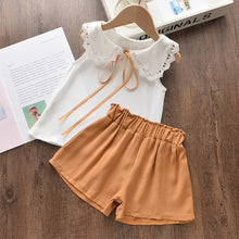 Load image into Gallery viewer, Girls Beautiful Floral Flower Sleeve, O-neck Clothing, Shorts Suit 2Pcs Clothes