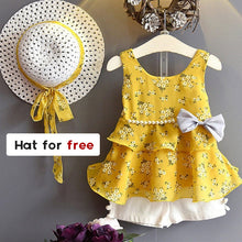 Load image into Gallery viewer, Girls summer Clothing Floral Chiffon Halter+Embroidered Shorts Straw