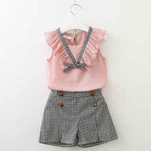 Load image into Gallery viewer, Girls summer Clothing Floral Chiffon Halter+Embroidered Shorts Straw