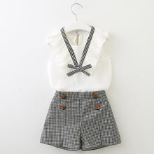 Load image into Gallery viewer, Girls summer Clothing Floral Chiffon Halter+Embroidered Shorts Straw