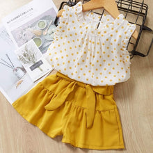 Load image into Gallery viewer, Girls summer Clothing Floral Chiffon Halter+Embroidered Shorts Straw