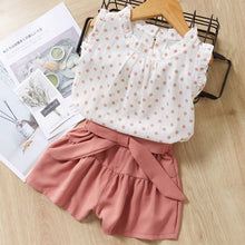 Load image into Gallery viewer, Girls summer Clothing Floral Chiffon Halter+Embroidered Shorts Straw