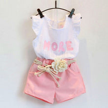 Load image into Gallery viewer, Girls Beautiful Floral Flower Sleeve, O-neck Clothing, Shorts Suit 2Pcs Clothes