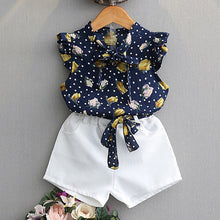 Load image into Gallery viewer, Girls Beautiful Floral Flower Sleeve, O-neck Clothing, Shorts Suit 2Pcs Clothes