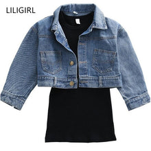 Load image into Gallery viewer, Kids Denim Jacket+Dress Costume Suit