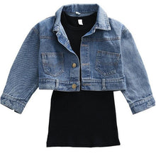 Load image into Gallery viewer, Kids Denim Jacket+Dress Costume Suit
