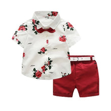 Load image into Gallery viewer, Children Clothing Sets Tops/Shorts Belt 3 Pcs