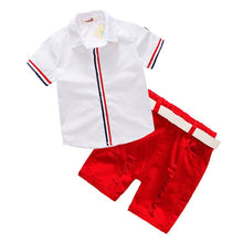 Load image into Gallery viewer, Children Clothing Sets Tops/Shorts Belt 3 Pcs