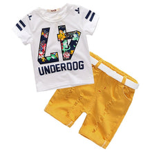 Load image into Gallery viewer, Children Clothing Sets Tops/Shorts Belt 3 Pcs