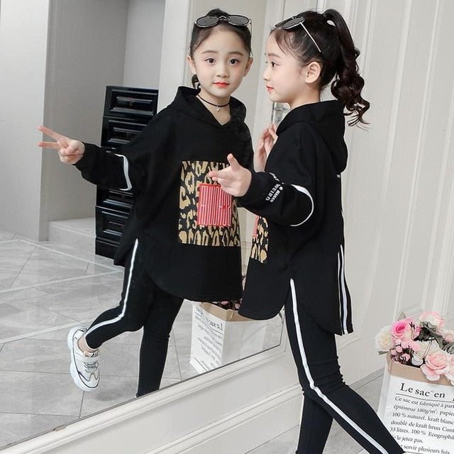 Girls long sleeve tops +pants 2pieces tracksuit set