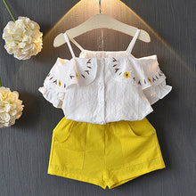 Load image into Gallery viewer, Girls Floral Children Sleeveless T-shirt+Solid Shorts 2PCS