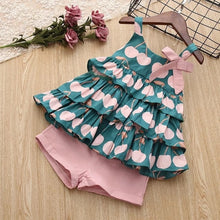 Load image into Gallery viewer, Girls Floral Children Sleeveless T-shirt+Solid Shorts 2PCS