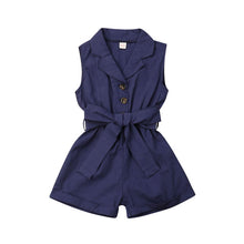 Load image into Gallery viewer, Girls Bow-tie Waist Overall Romper Jumpsuit