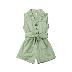 Girls Bow-tie Waist Overall Romper Jumpsuit