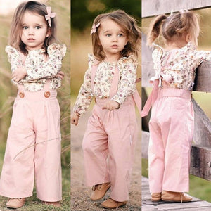 2PCS Toddler Girl Winter Clothes Floral Tops+Pants  set