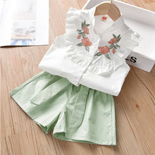 Load image into Gallery viewer, Girl Floral Sleeveless T-shirt+Solid Shorts 2PCS Suit Fashion 3-7T