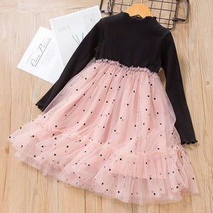 Girls Mesh Dress Rabbits Pattern