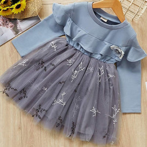 Girls Mesh Dress Rabbits Pattern