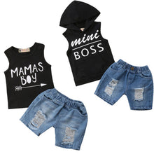 Load image into Gallery viewer, Boys Summer Sleeveless T-Shirt Tops Denim Short Jeans