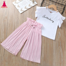 Load image into Gallery viewer, Girls Clothing Sets T-shirt +Wide Leg Pants Suits