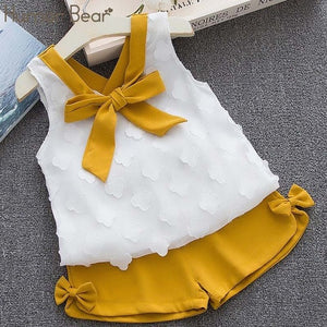 Baby Girl Clothes Chiffon bowknot coat+Pants 1-4Y