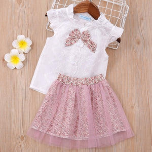 Baby Girl Clothes Chiffon bowknot coat+Pants 1-4Y