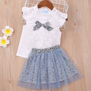 Baby Girl Clothes Chiffon bowknot coat+Pants 1-4Y