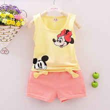 Load image into Gallery viewer, Summer Mickey Toddler Girl Set Bow T-shirt Tops+Short Pant 2PCS Outfits