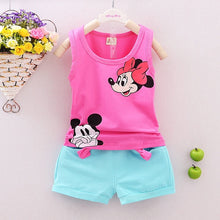 Load image into Gallery viewer, Summer Mickey Toddler Girl Set Bow T-shirt Tops+Short Pant 2PCS Outfits