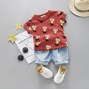 Boy Clothing Set T-Shirt Cartoon and Shorts Suit Denim Outfit