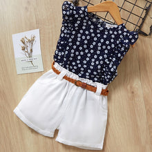 Load image into Gallery viewer, Girls Beautiful Floral Flower Sleeve, O-neck Clothing, Shorts Suit 2Pcs Clothes